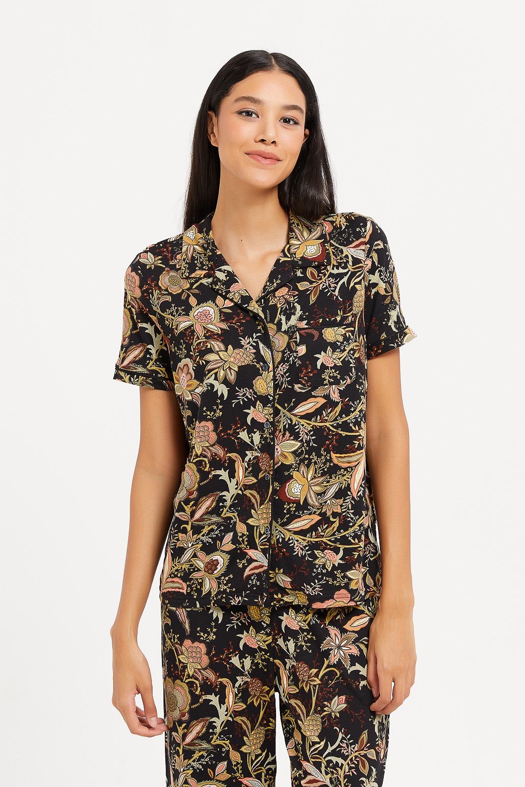 Women Black Flower Classic Print Pyjama Set (2 Piece) sold by Redtag product image thumbnail 2