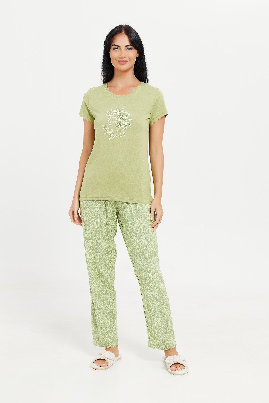 Women Green Printed Pajama Set (2 Piece) sold by Redtag