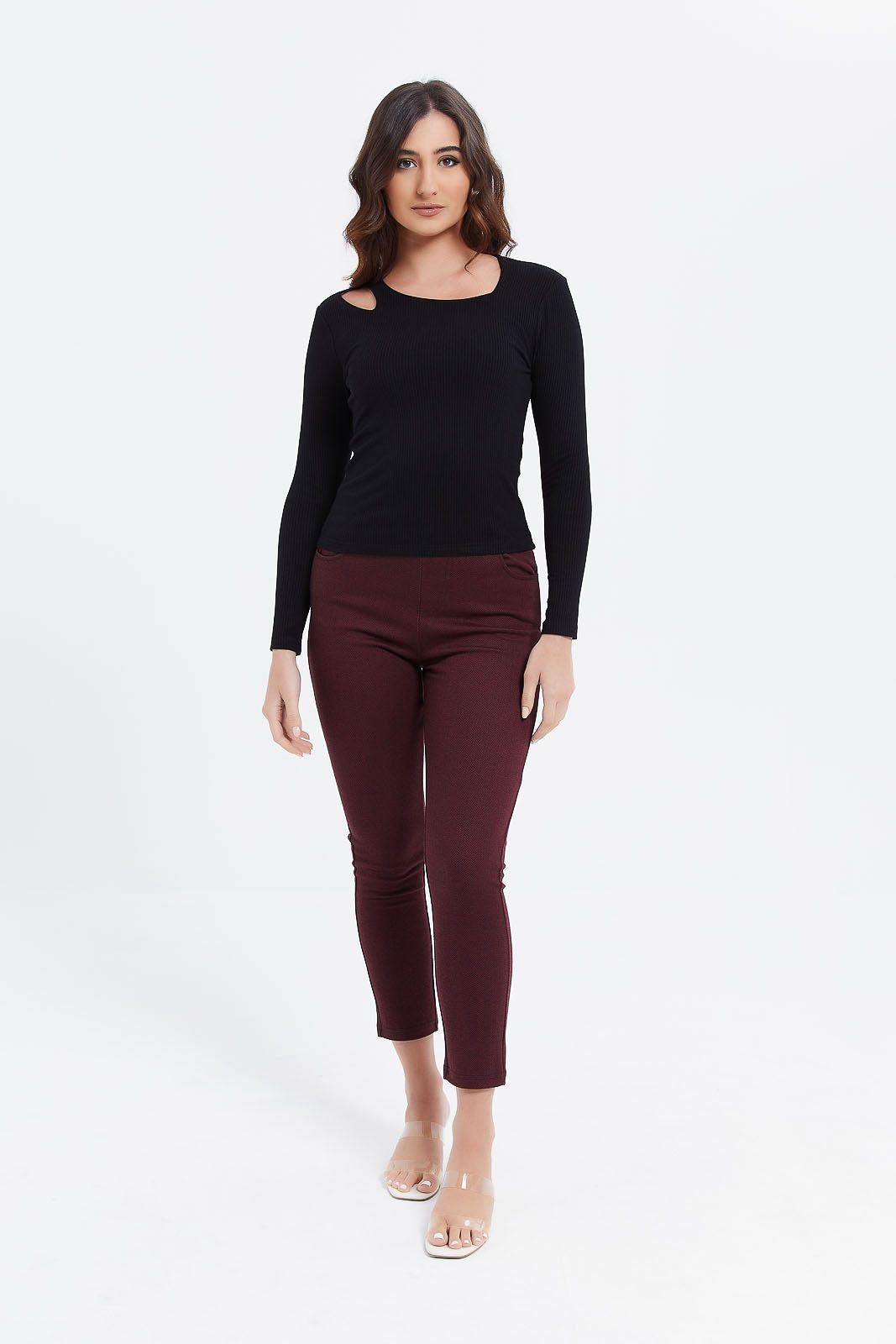 Women Burgundy Plain Trousers sold by Redtag product image thumbnail 2