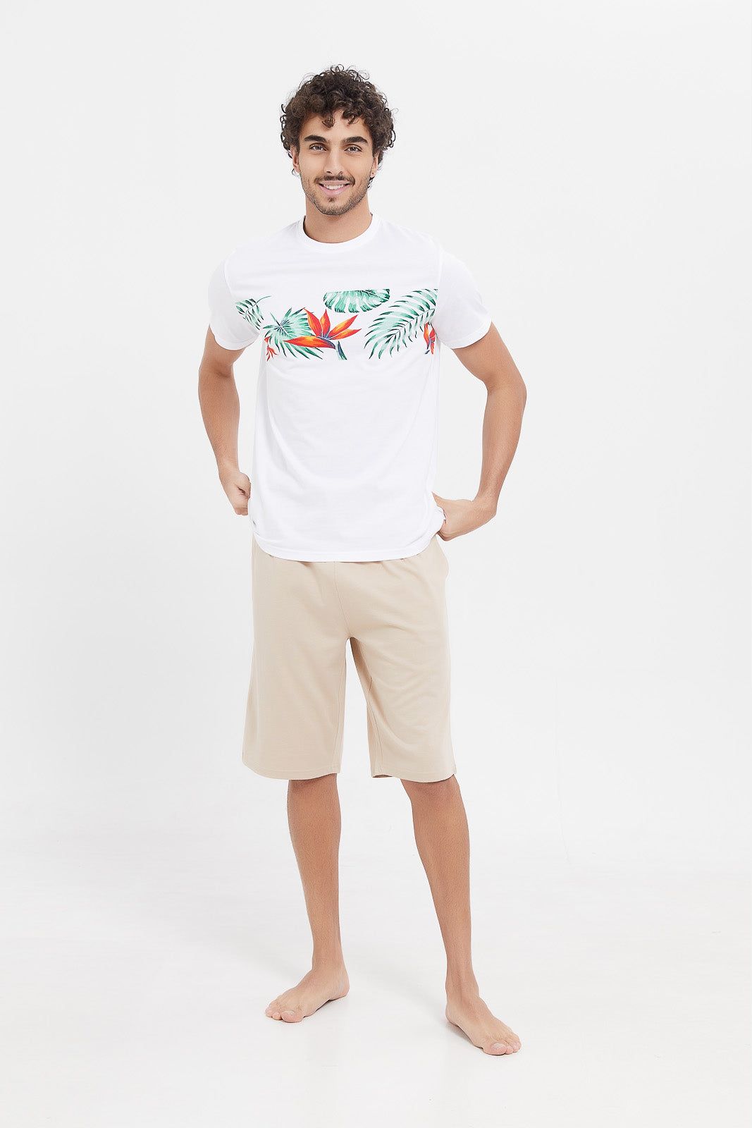 Men White And Beige Printed Pyjama Set (2 Piece) sold by Redtag