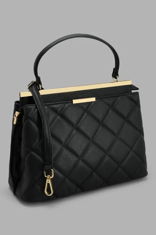 Black Quilted Day Bag sold by Redtag
