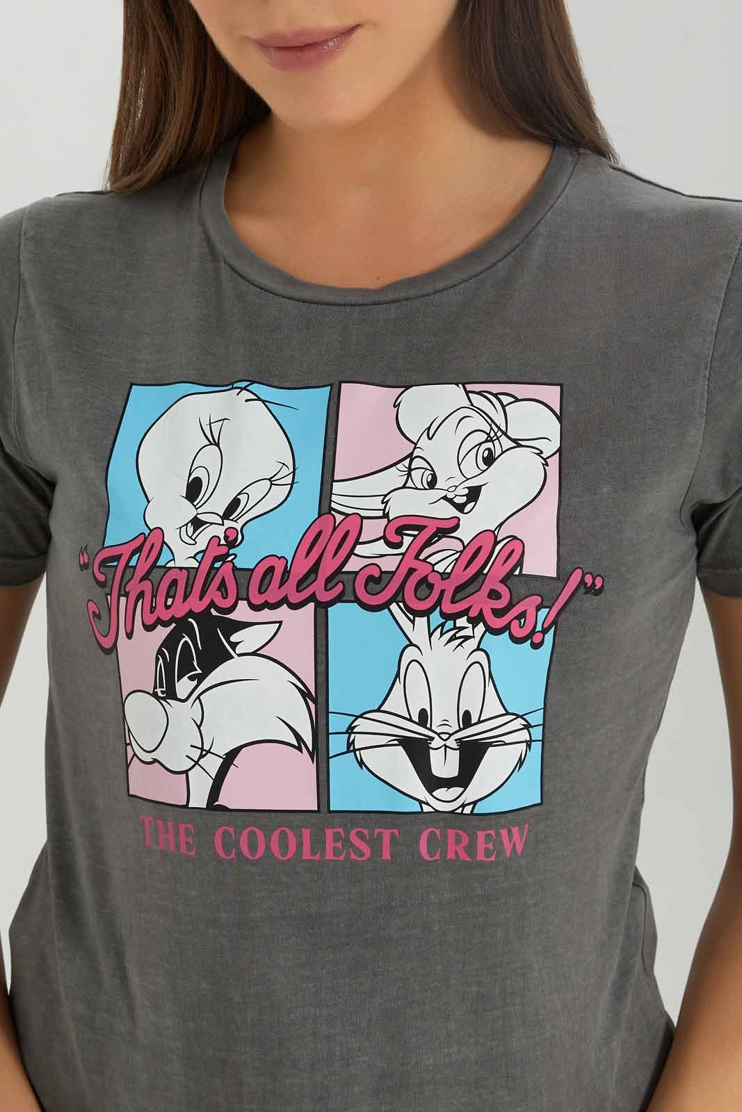 Women Grey Looney Tunes T-shirt sold by Redtag product image thumbnail 4