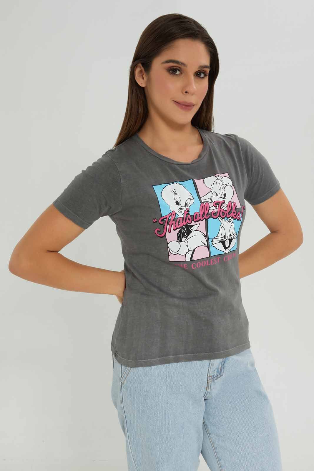 Women Grey Looney Tunes T-shirt sold by Redtag