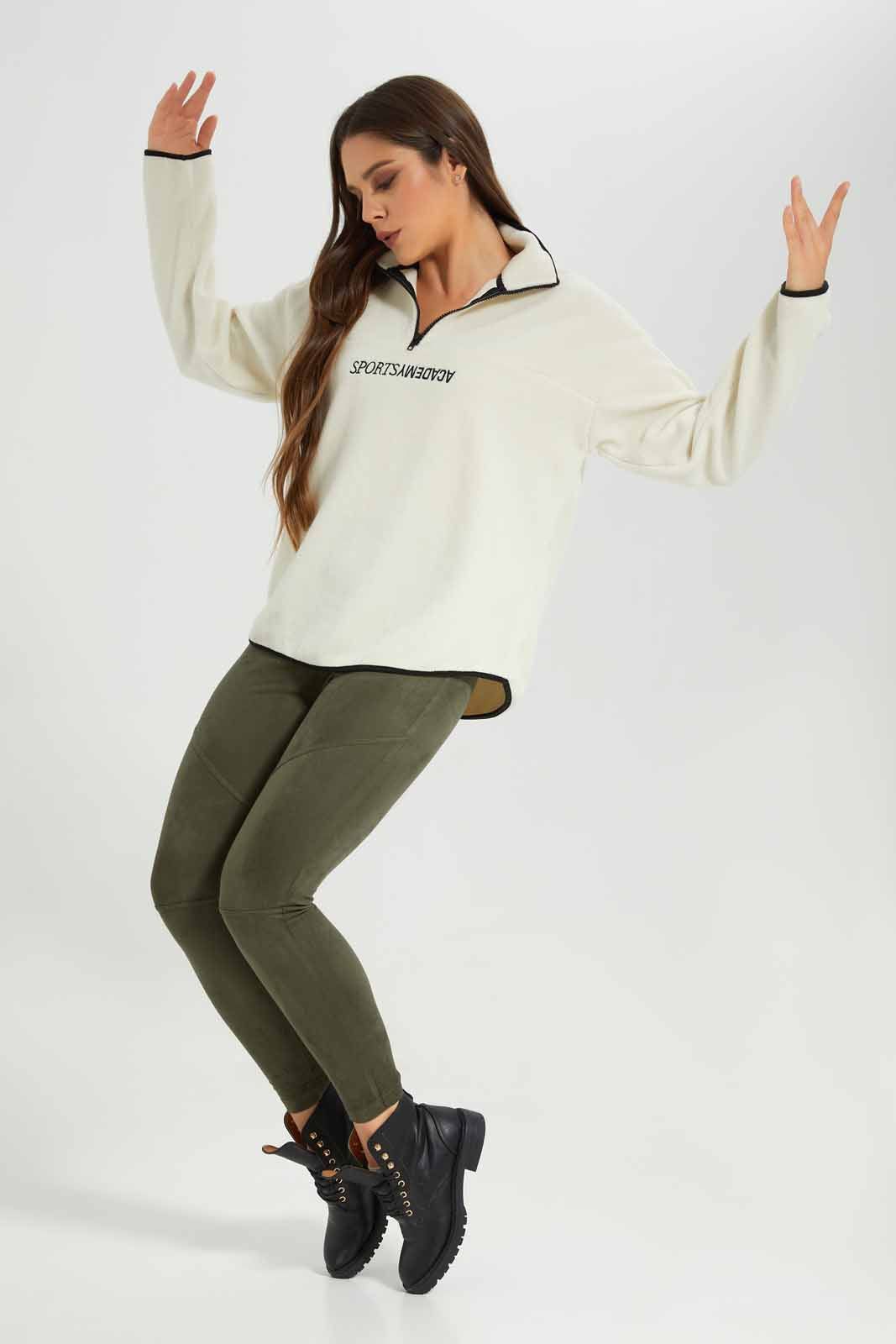Women Olive Skinny Suede Legging sold by Redtag product image thumbnail 2