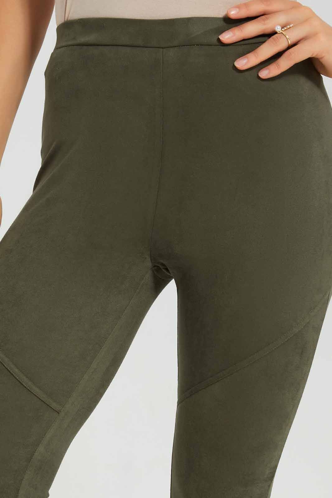 Women Olive Skinny Suede Legging sold by Redtag product image thumbnail 3