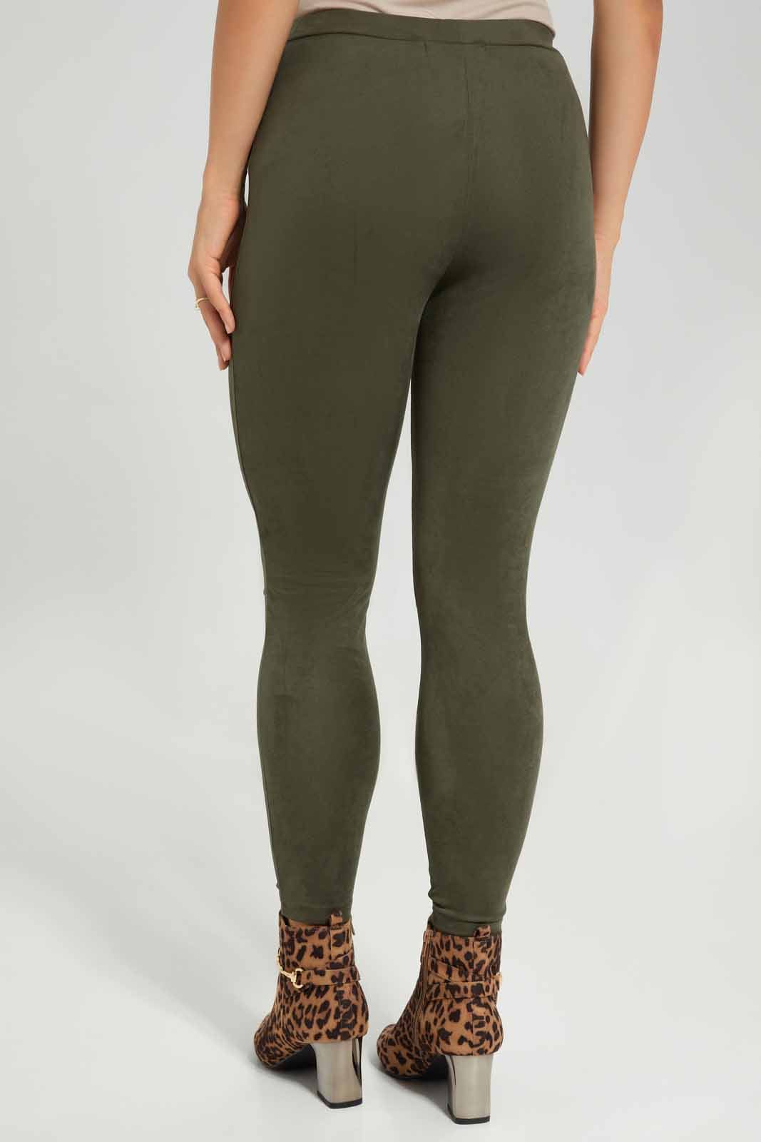 Women Olive Skinny Suede Legging sold by Redtag product image thumbnail 4