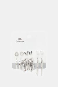 Women Silver Studs Set (Pack of 6) sold by Redtag