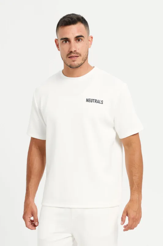 Men White Printed Short Sleeve Active T-Shirt sold by Redtag