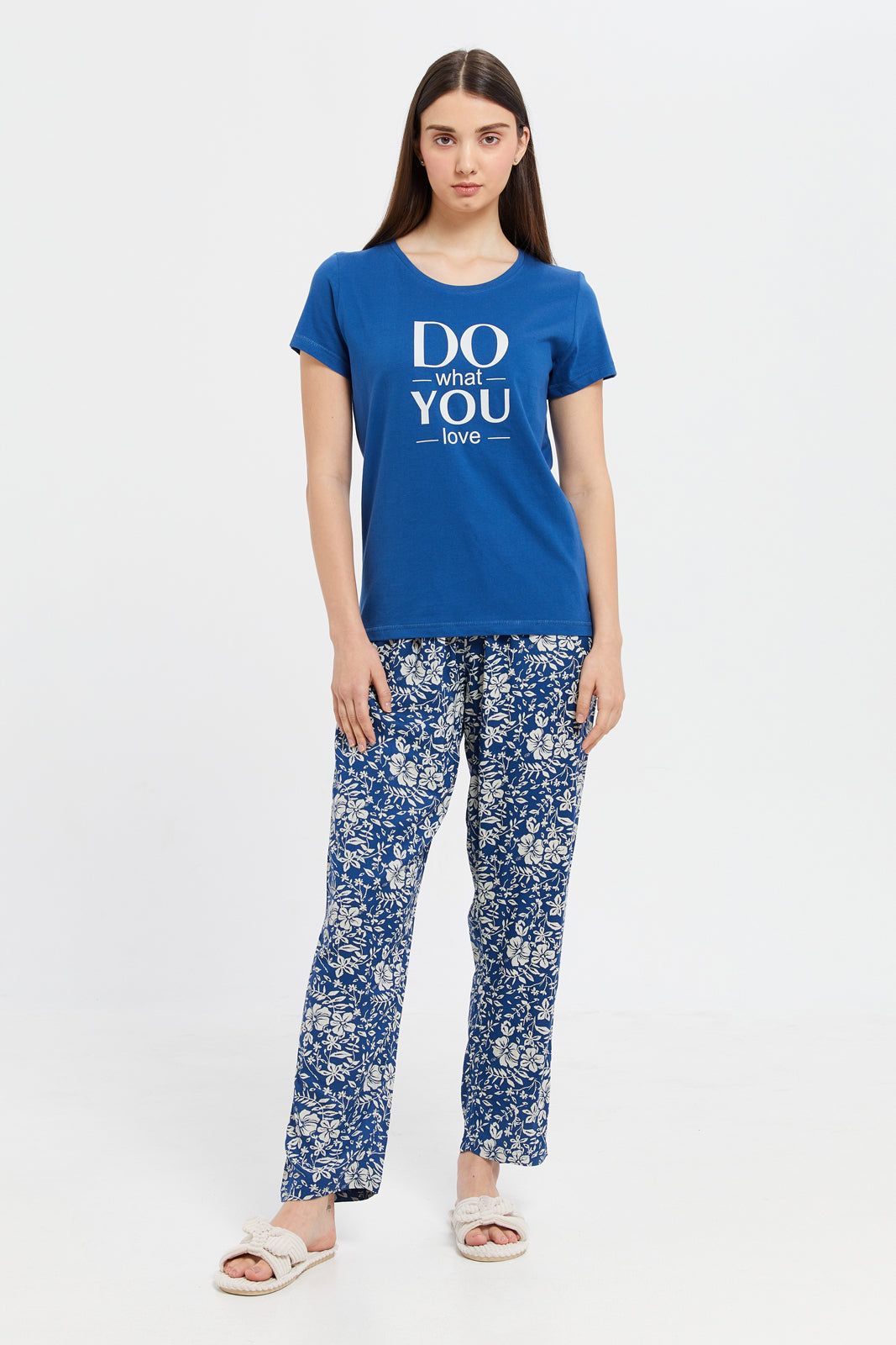 Women Blue Chest Print Pyjama Set (2 Piece) sold by Redtag