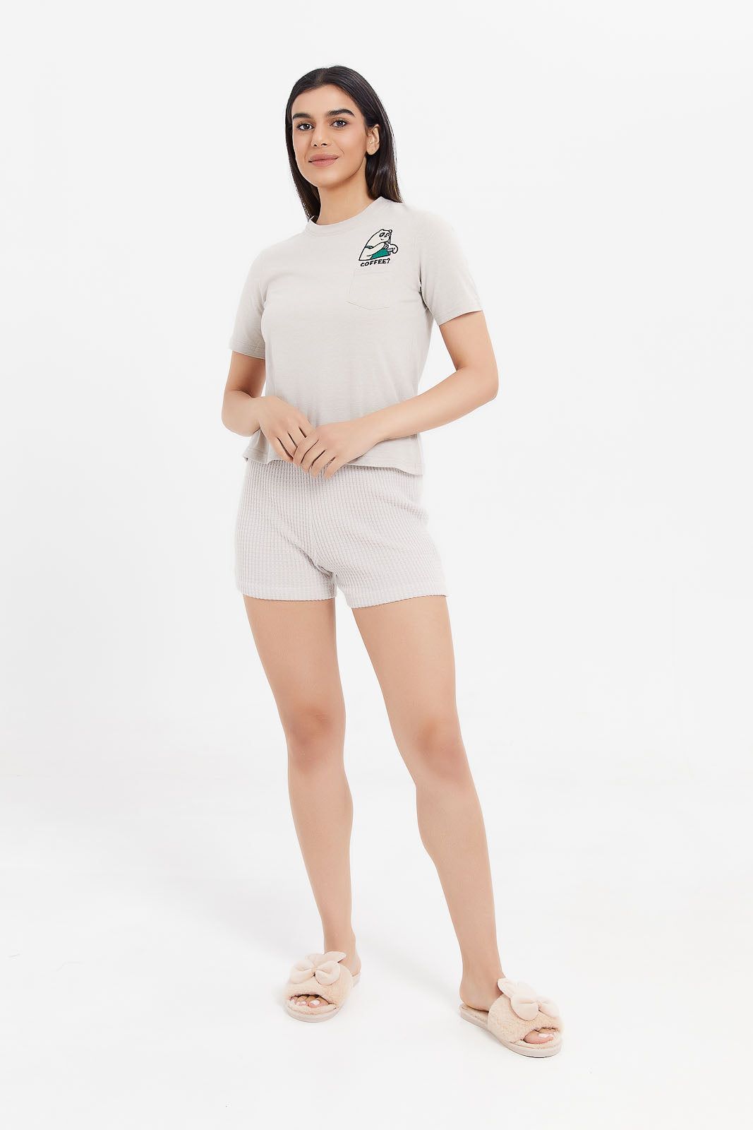 Women Beige Printed Pajama Set (2 Piece) sold by Redtag