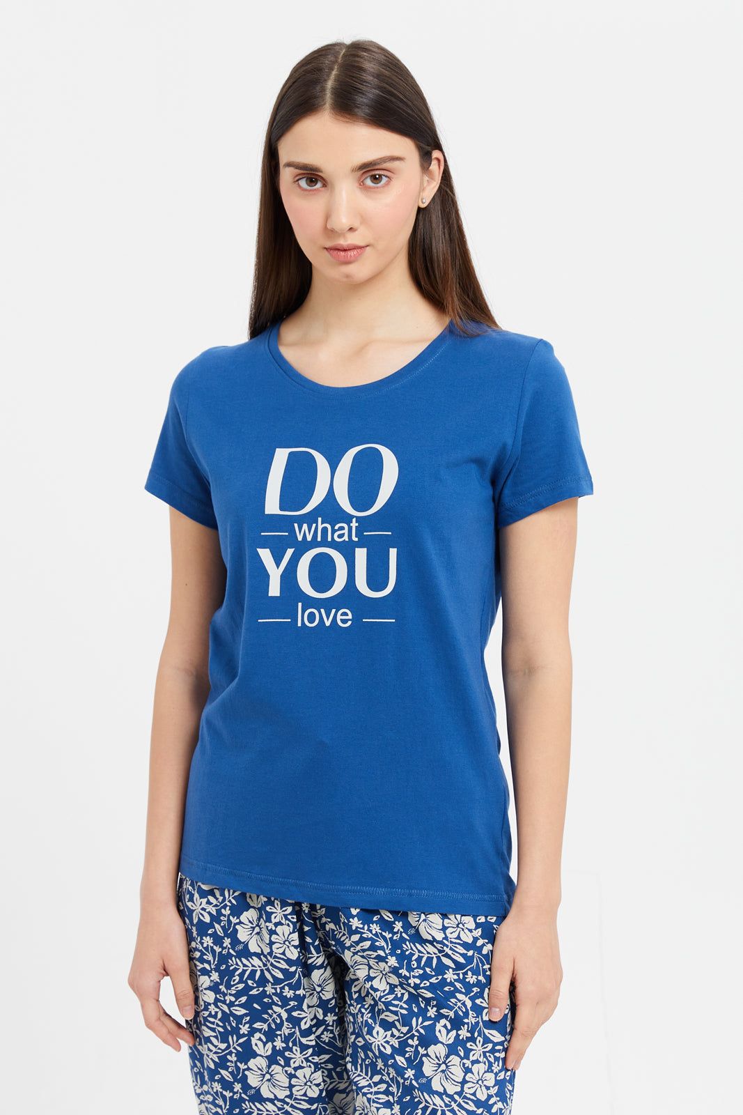 Women Blue Chest Print Pyjama Set (2 Piece) sold by Redtag product image thumbnail 2