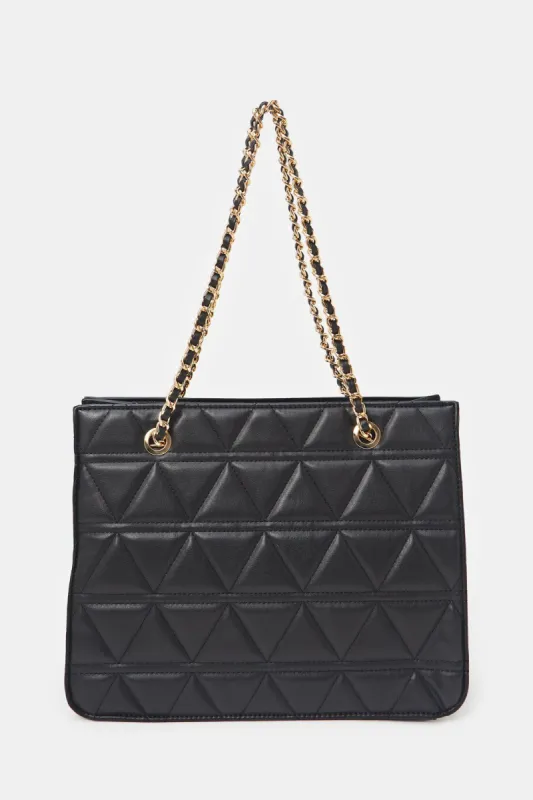 Women Black Embellished Soft Tote Bag sold by Redtag