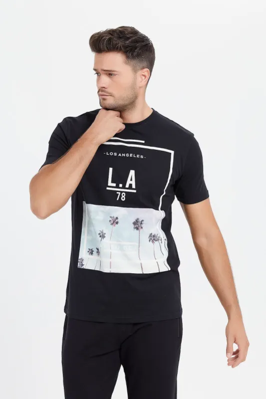 Men Black Graphic T-Shirt sold by Redtag