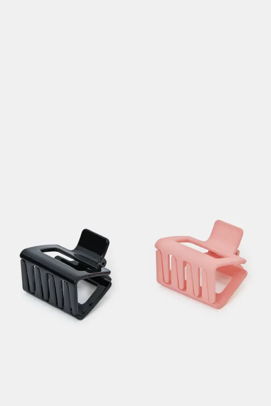 Women Pink And Black Hair Claw (Pack of 2) sold by Redtag