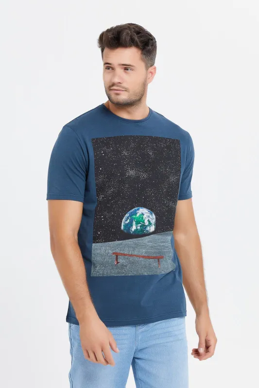 Men Blue Graphic T-Shirt sold by Redtag