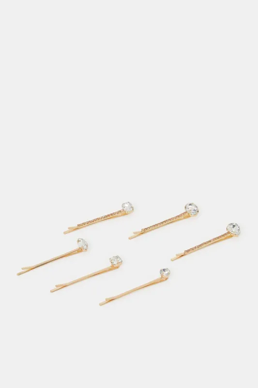 Women Gold Diamante Hair Clip (Pack of 6) sold by Redtag