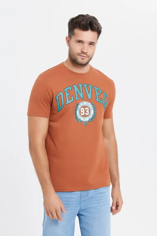 Men Tan Graphic T-Shirt sold by Redtag