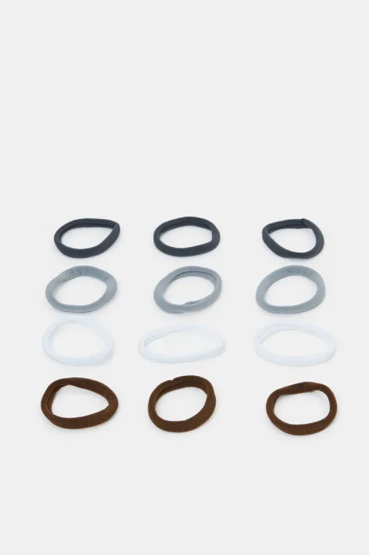 Women Assorted Plain Elastic Hair Ties (Pack of 12) sold by Redtag