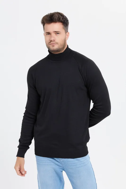 Men Black Turtleneck Sweater sold by Redtag