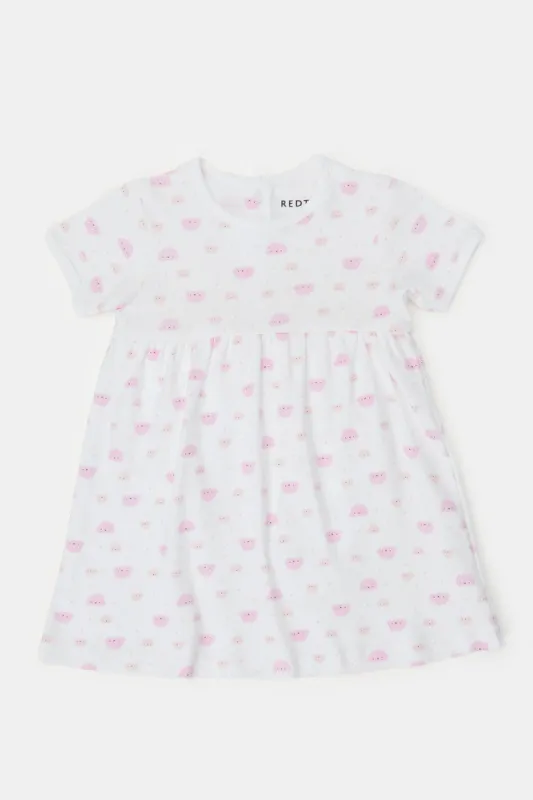 Baby White Printed Bodysuit Dress sold by Redtag