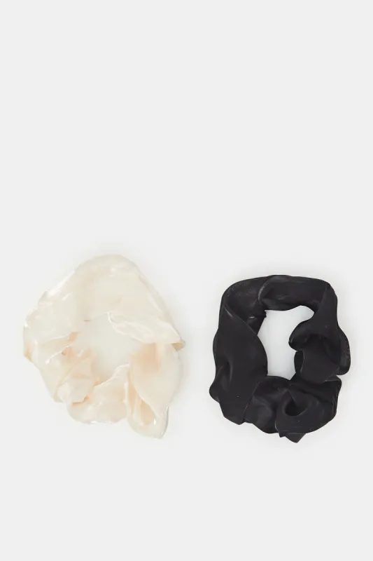 Women Black And Beige Scrunchy Set (Pack of 2) sold by Redtag