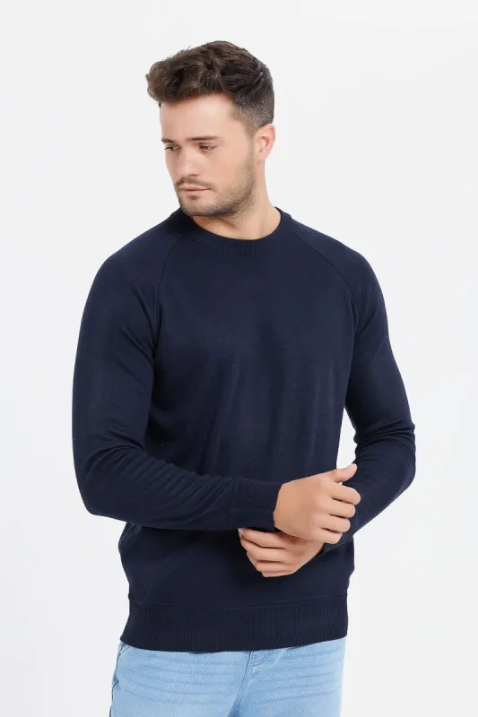 Men Navy Plain Sweater sold by Redtag