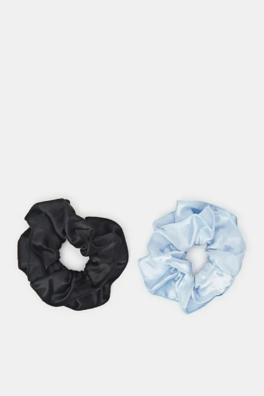 Women Black And Blue Scrunchy Set (Pack of 2) sold by Redtag