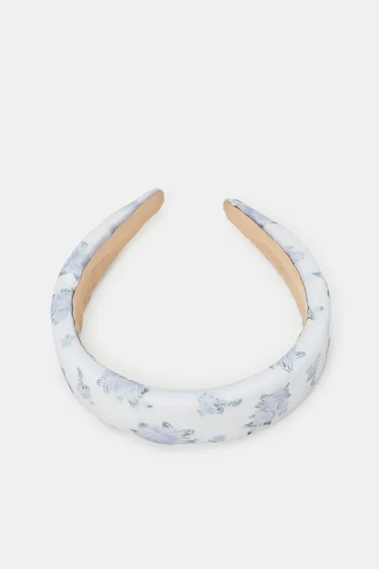 Women Blue Floral Print Headband sold by Redtag