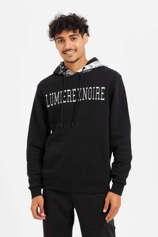 Men Black Paisley Print Hoodie sold by Redtag