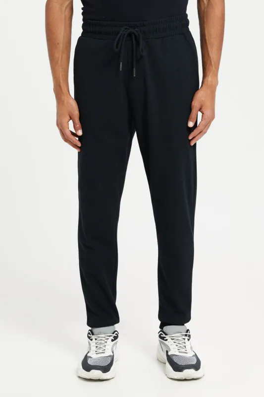 Men Black Pique Joggers sold by Redtag