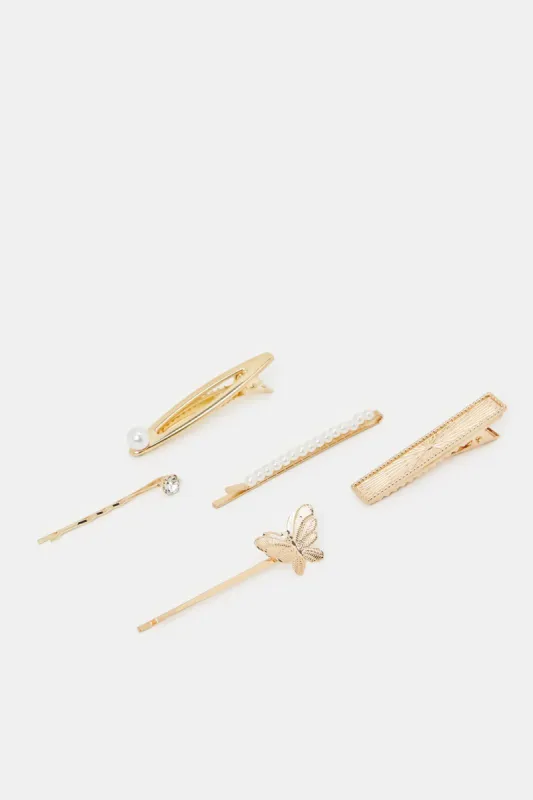 Women Gold Hair Clip Set (Pack of 5) sold by Redtag