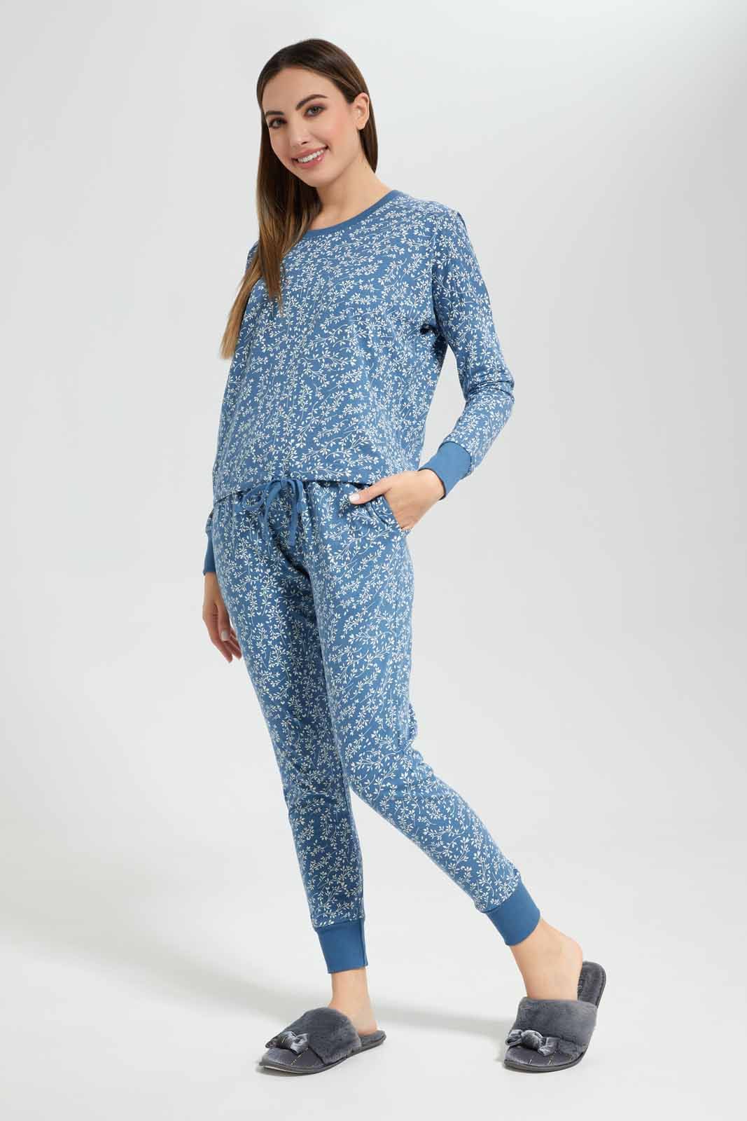 Women Blue Printed Pajama Set (2 Piece) sold by Redtag