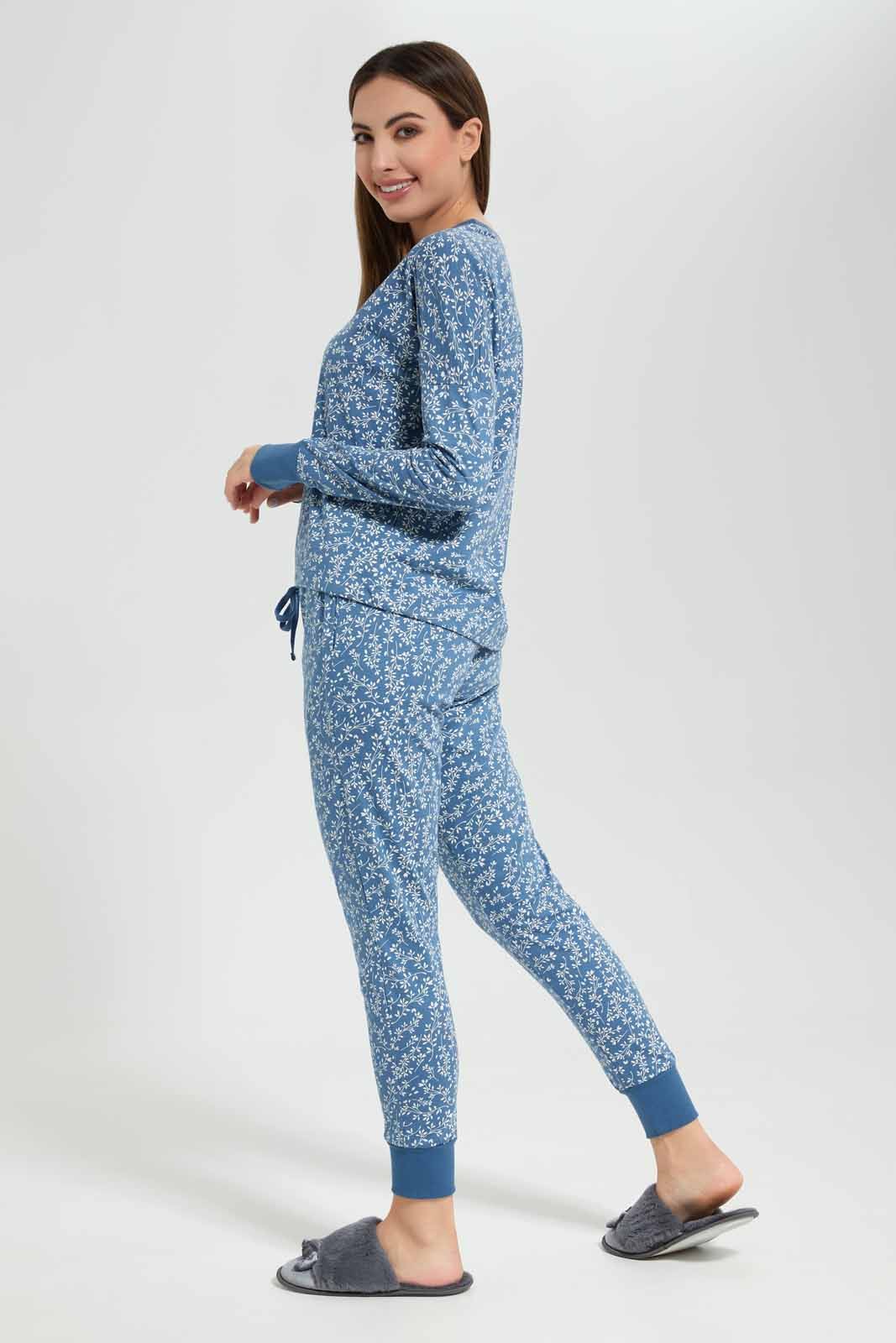 Women Blue Printed Pajama Set (2 Piece) sold by Redtag product image thumbnail 3