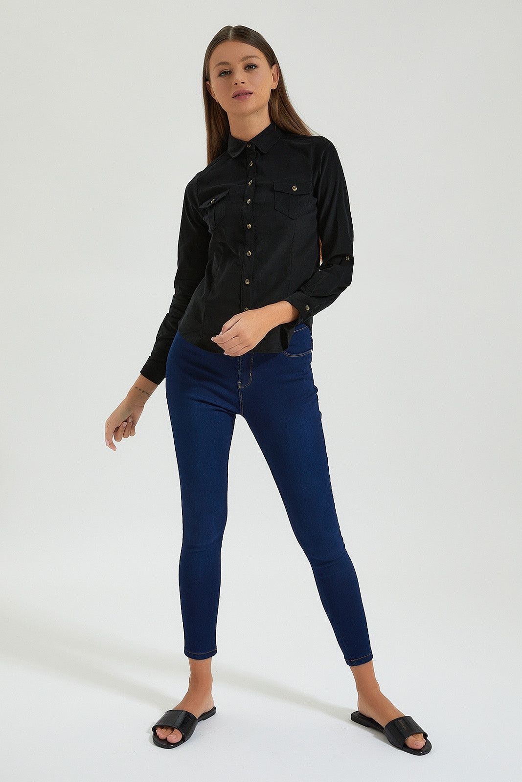 Black Corduroy Fitted Shirt sold by Redtag product image thumbnail 4