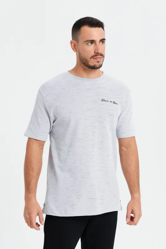 Men White Space Dyed Pique T-Shirt sold by Redtag