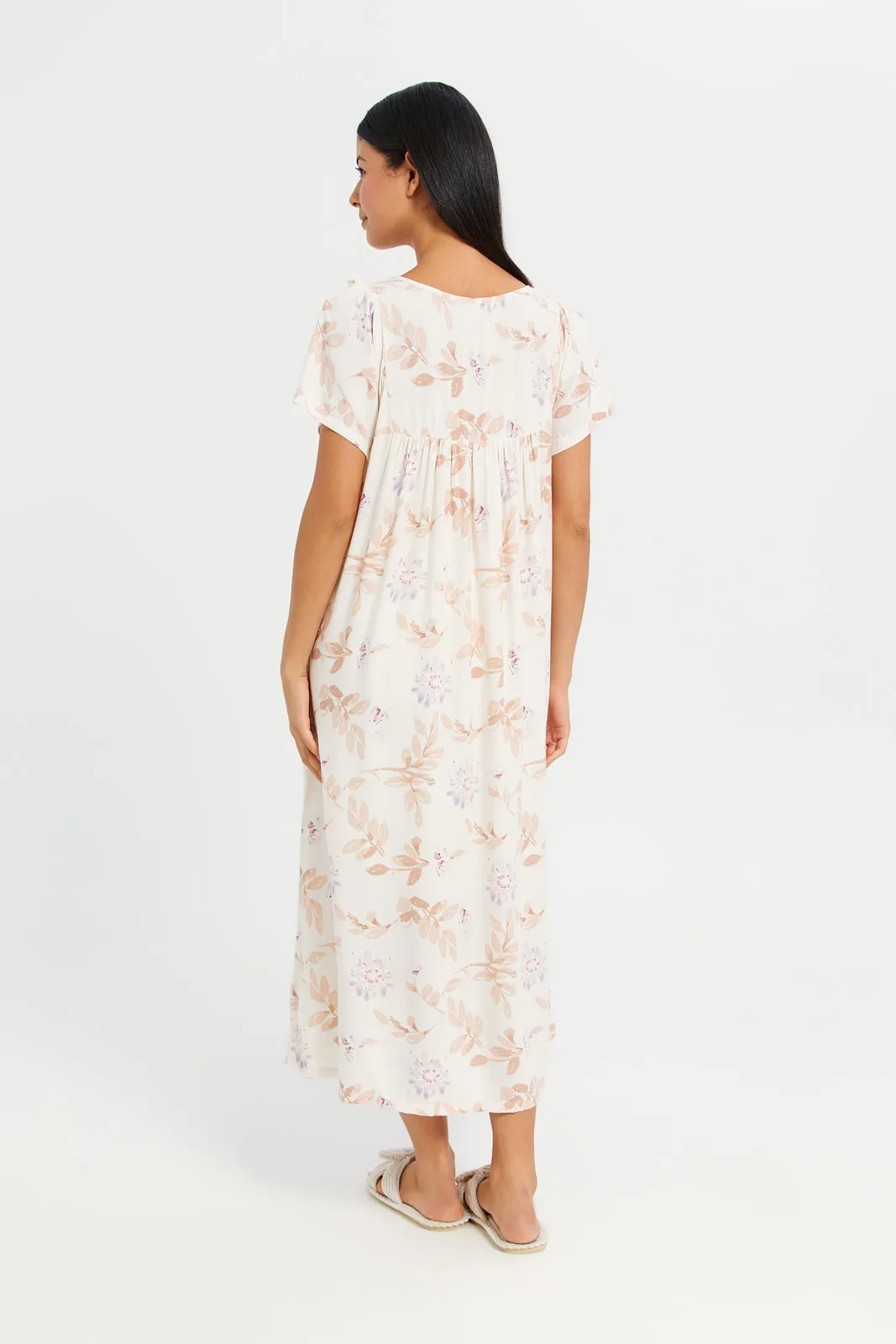 Women Beige Floral Printed Nightgown sold by Redtag product image thumbnail 3