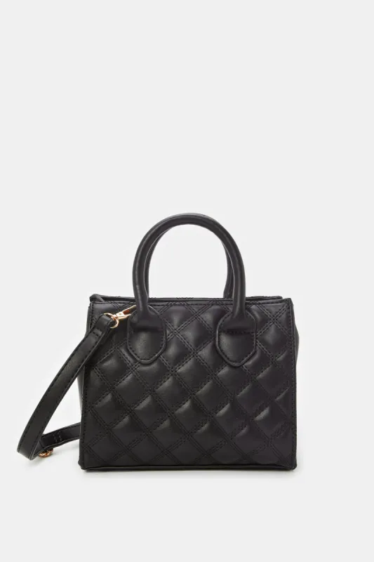 Women Black Quilted Bag sold by Redtag