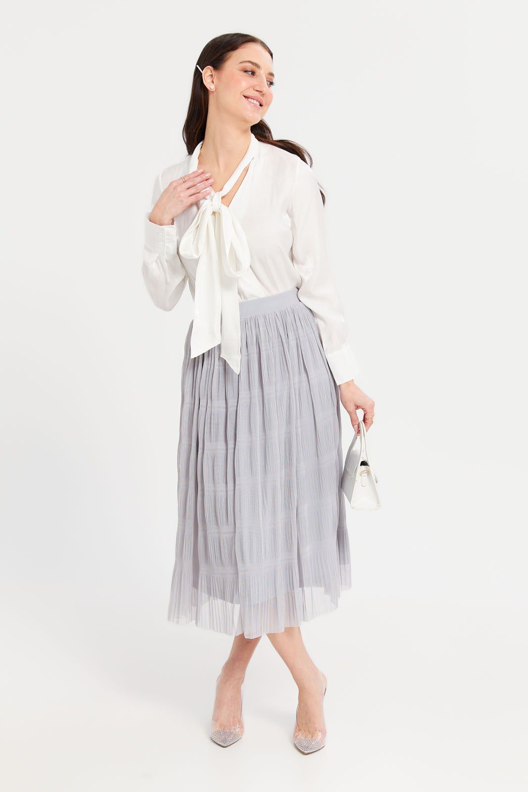 Women Ivory Tie Up Detailed Ivory Satin Blouse sold by Redtag product image thumbnail 2