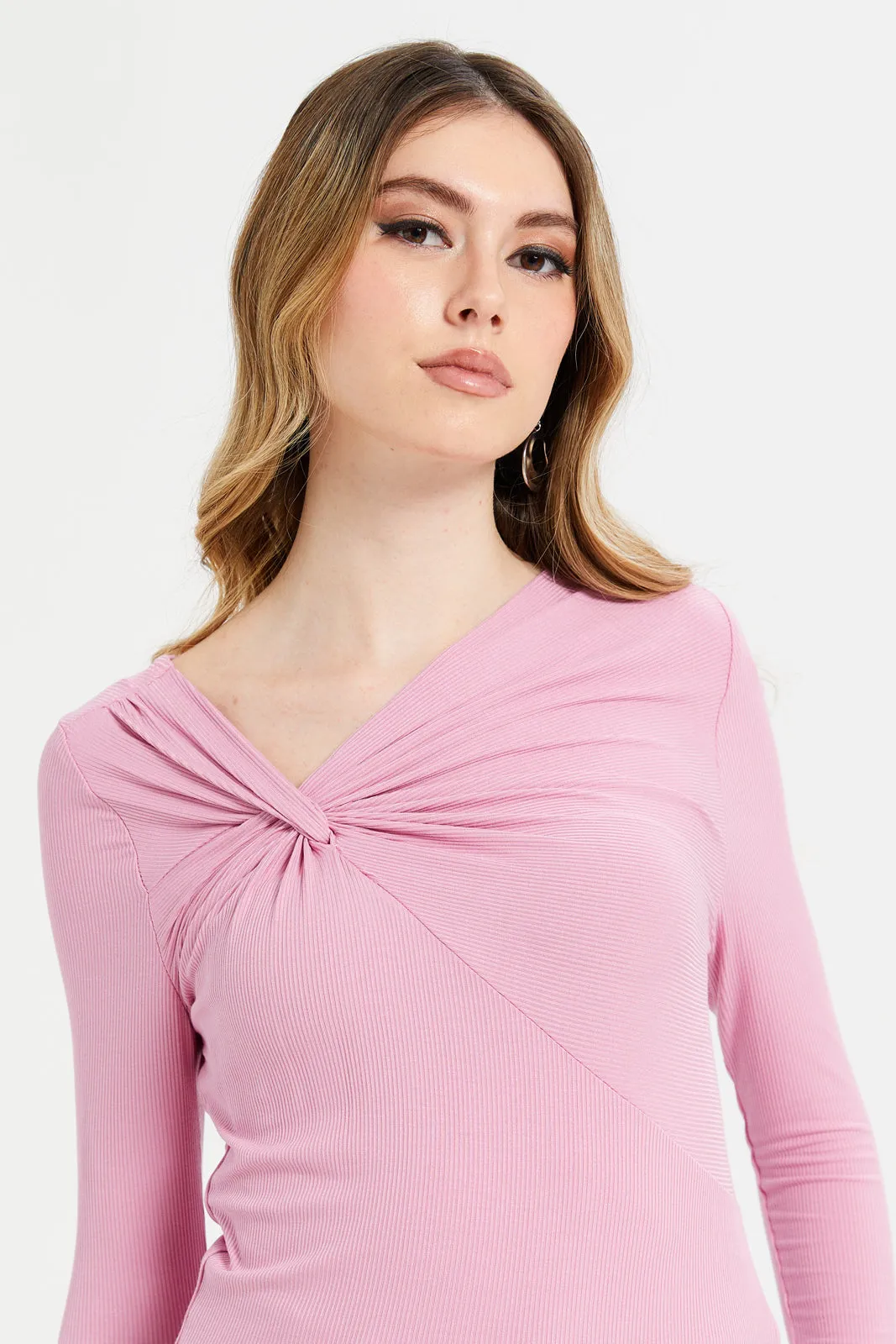 Women Pink Front Tie Top sold by Redtag product image thumbnail 4