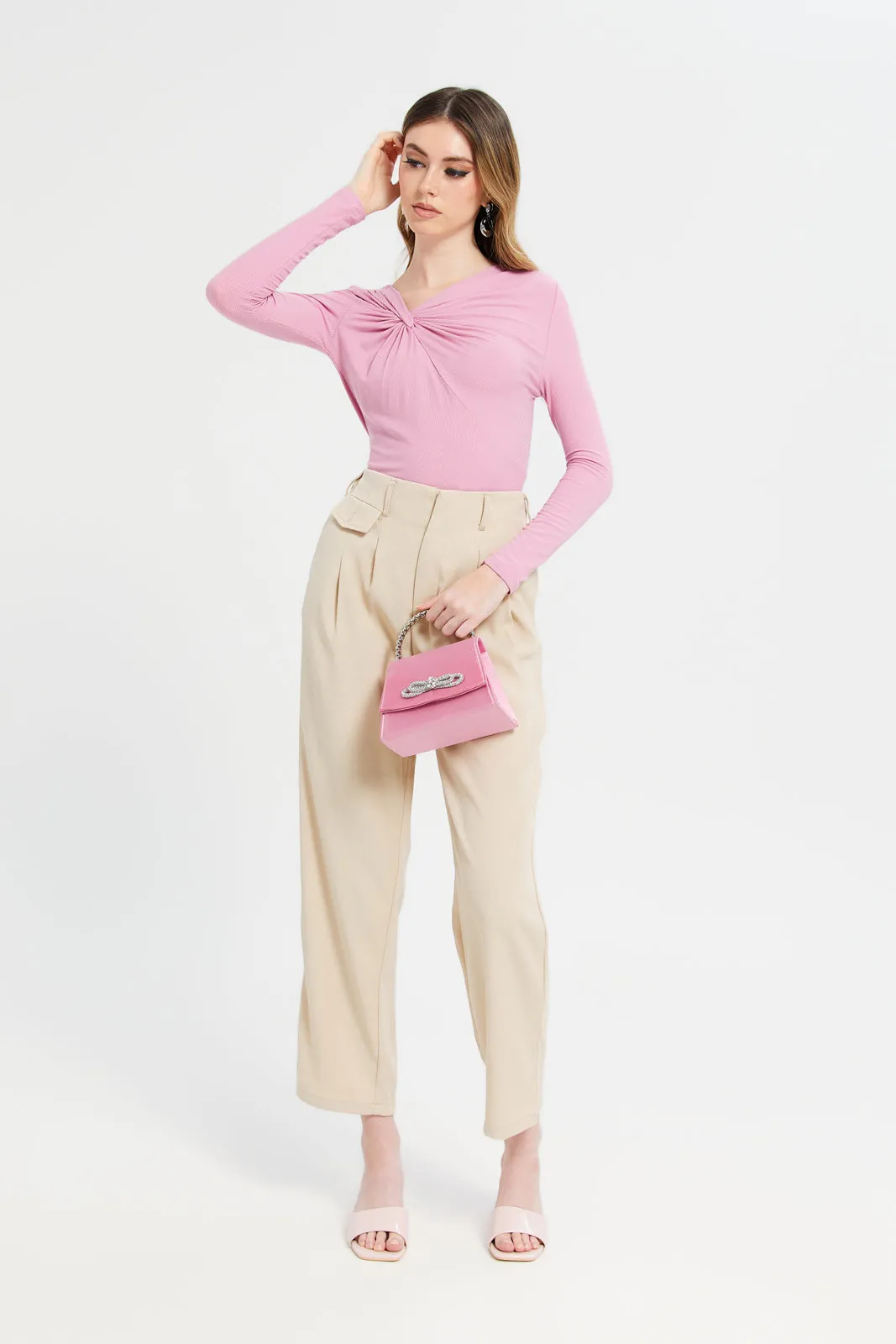Women Pink Front Tie Top sold by Redtag product image thumbnail 2