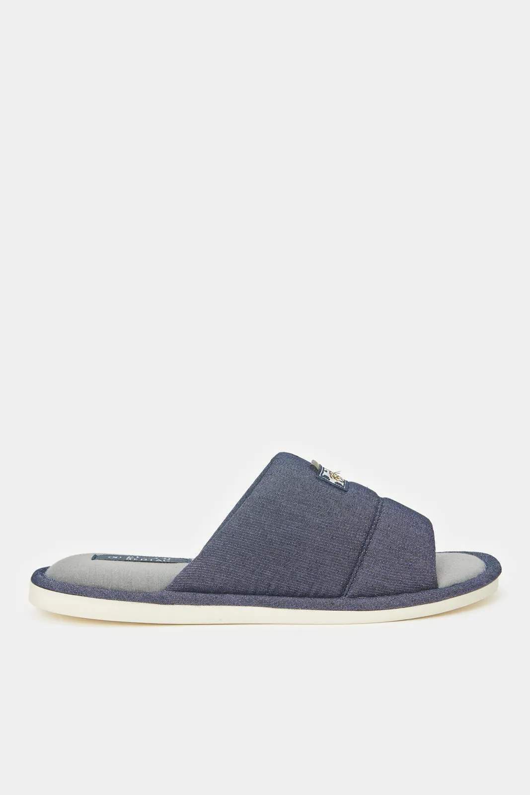 Men Navy Plain Textured Slipper sold by Redtag
