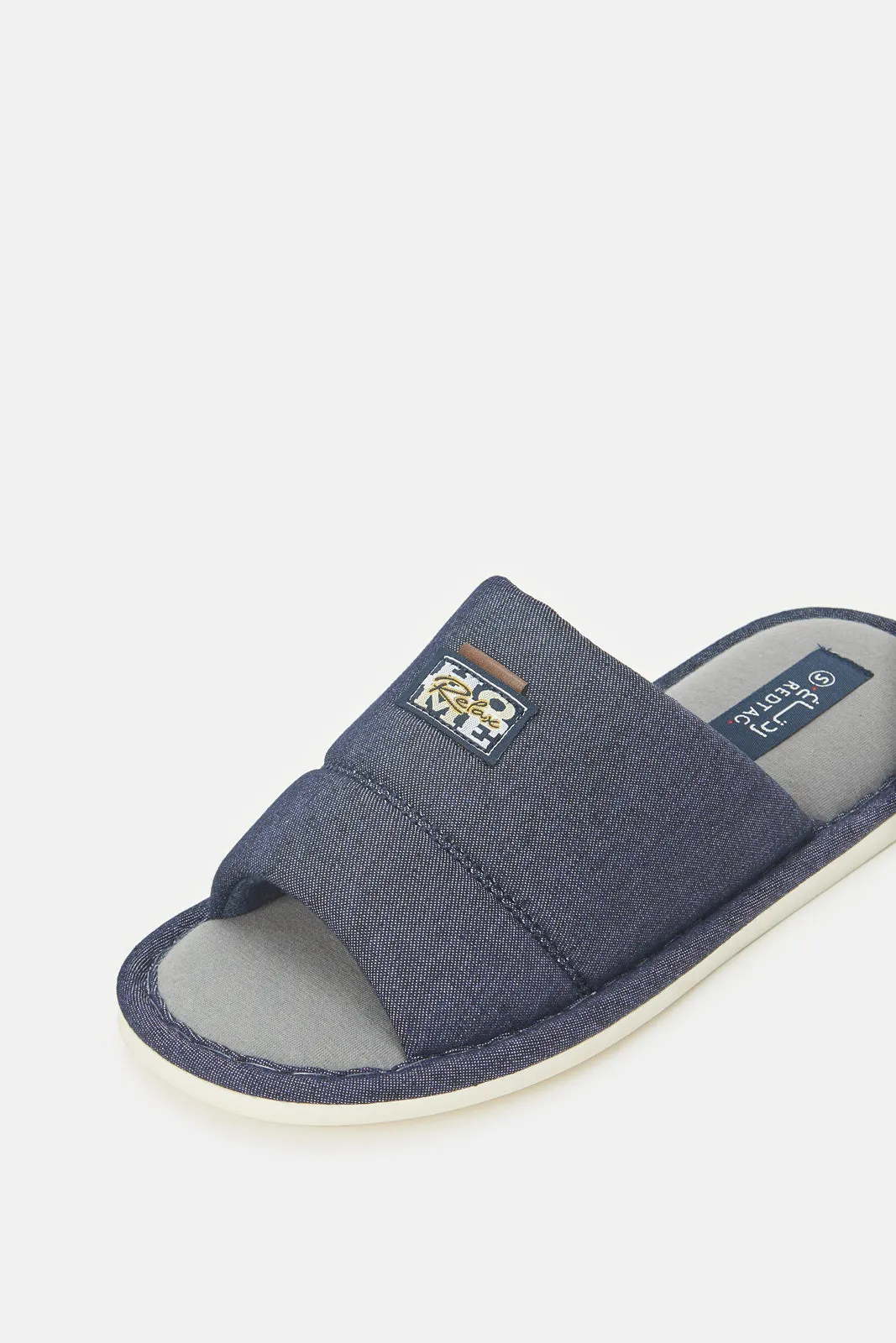 Men Navy Plain Textured Slipper sold by Redtag product image thumbnail 3