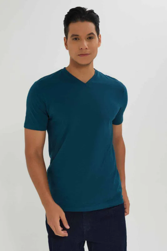 Teal V-Neck T-Shirt sold by Redtag
