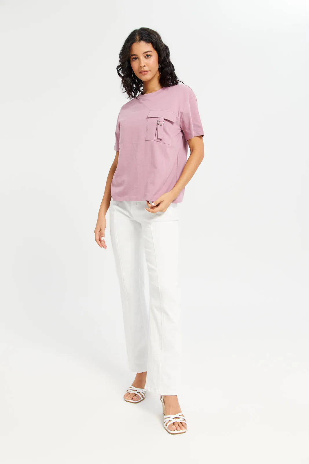 Women Mauve Boxy With Pocket T-Shirt sold by Redtag product image thumbnail 2