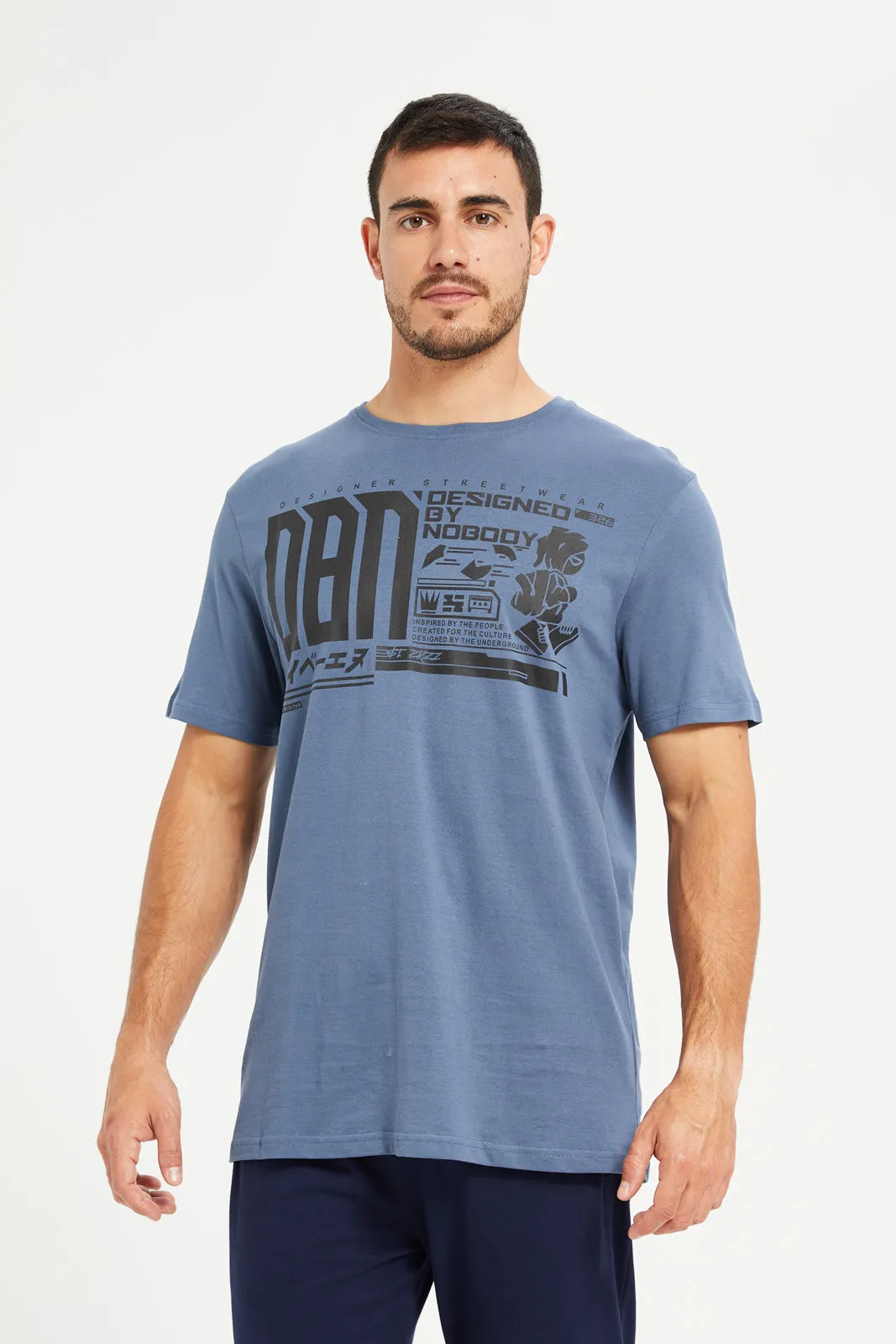 Men Blue Graphic T-Shirt sold by Redtag