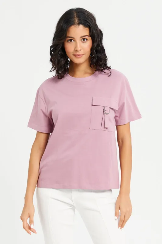 Women Mauve Boxy With Pocket T-Shirt sold by Redtag