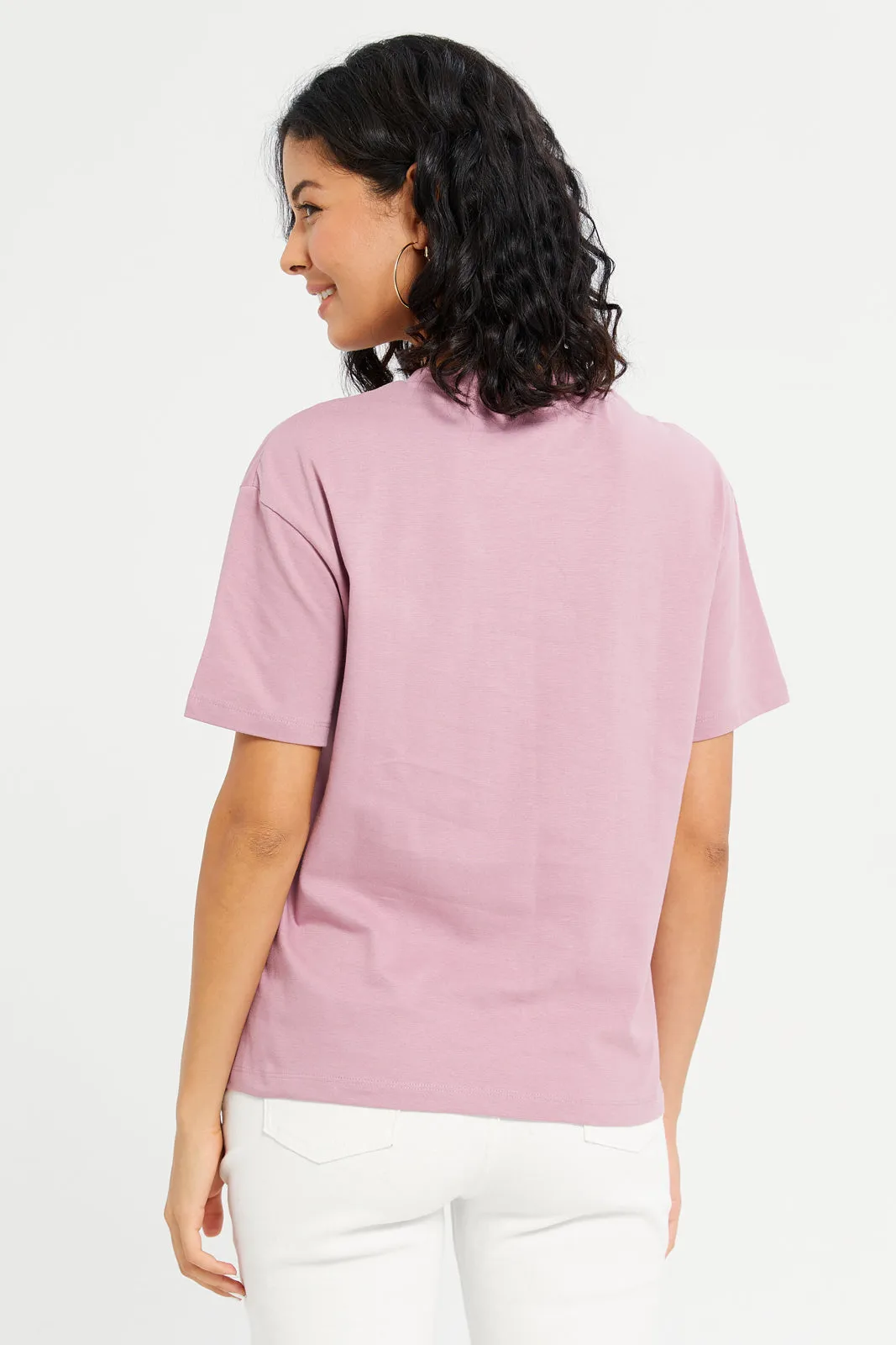 Women Mauve Boxy With Pocket T-Shirt sold by Redtag product image thumbnail 3
