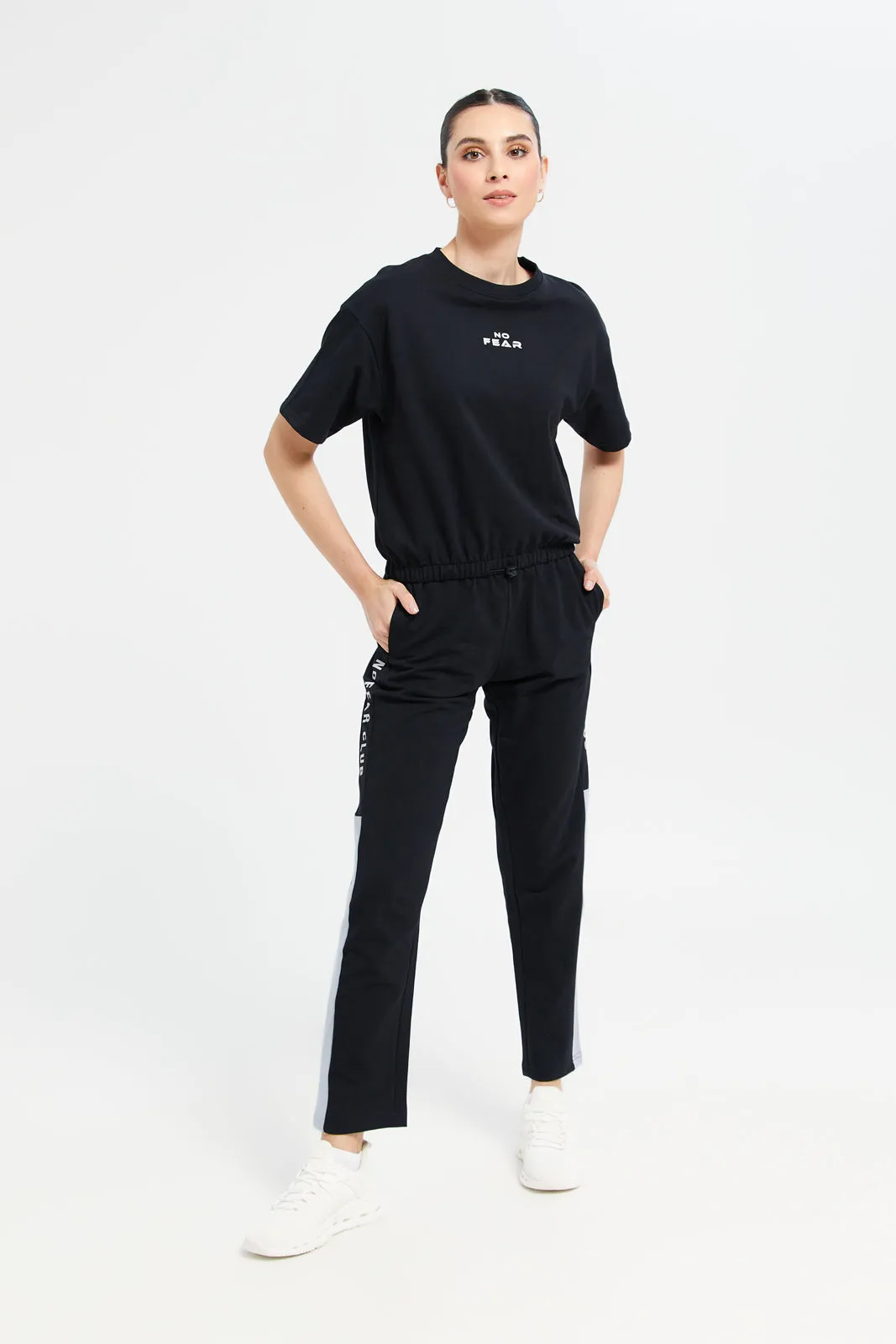 Women Black Track Pants With Print sold by Redtag product image thumbnail 2