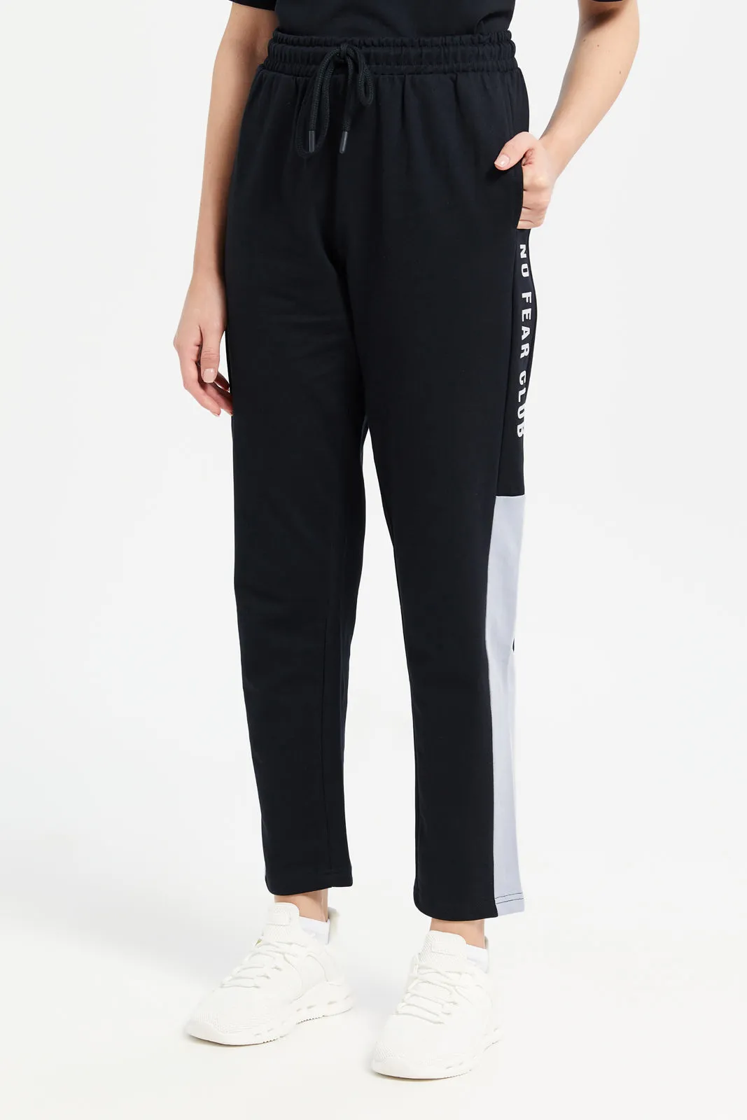 Women Black Track Pants With Print sold by Redtag