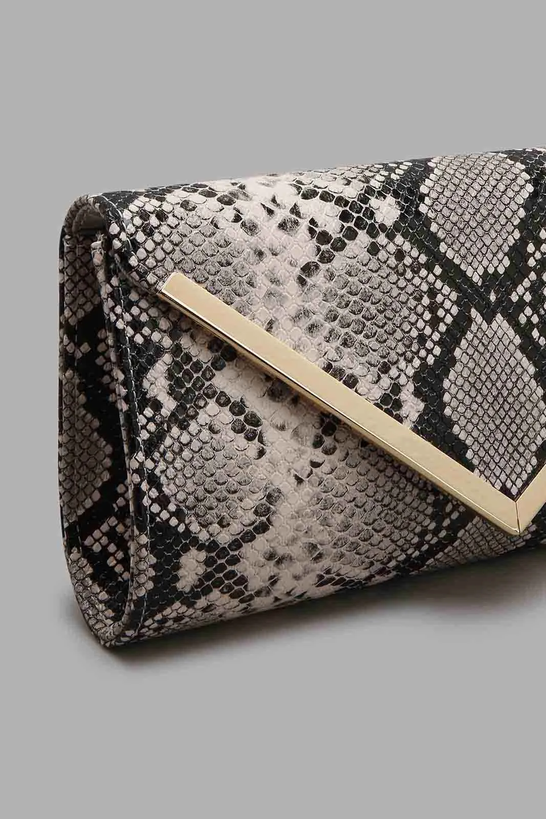 Beige And Black Croc Texture Clutch Bag sold by Redtag product image thumbnail 3